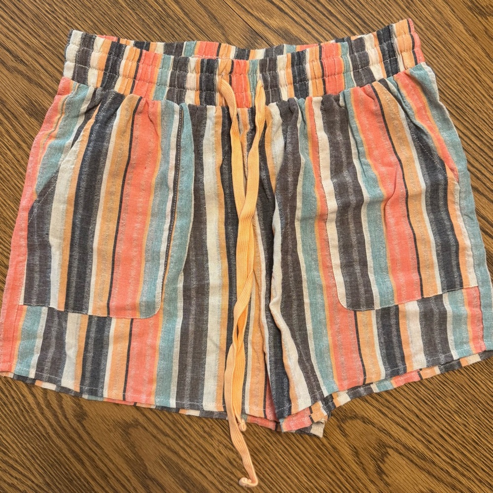 SHEIN Orange and Green High Waist Shorts